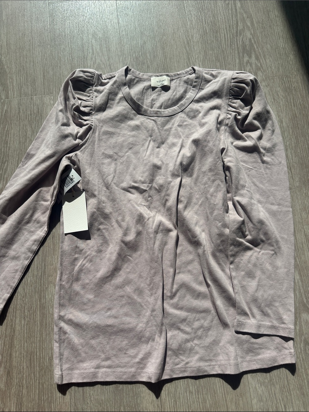 Aritzia Wilfred cotton Puff Sleeve Top in Light Mauve. NWT. XXS